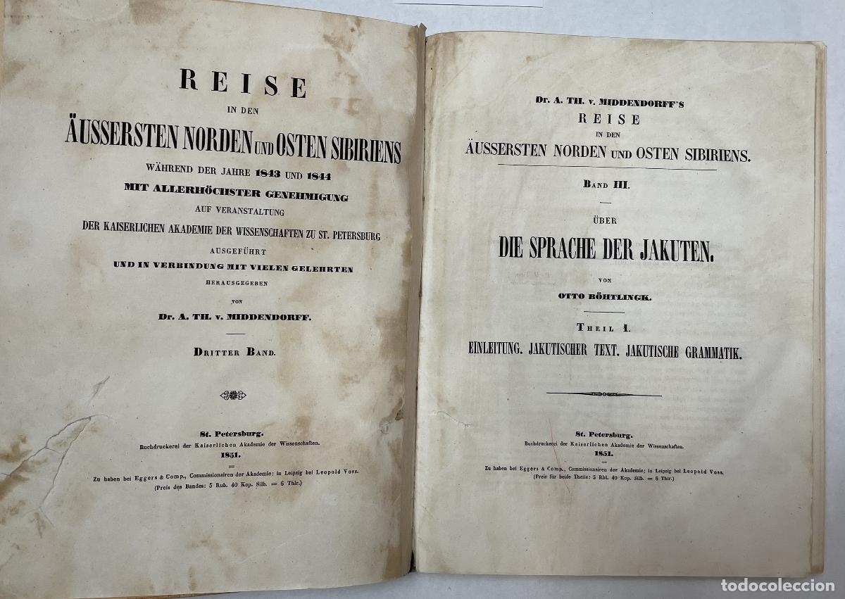 Libros de segunda mano: Middendorf, Reise in den aussersten norden und osten suburuens, B.III. T.1,2. - Middendorf