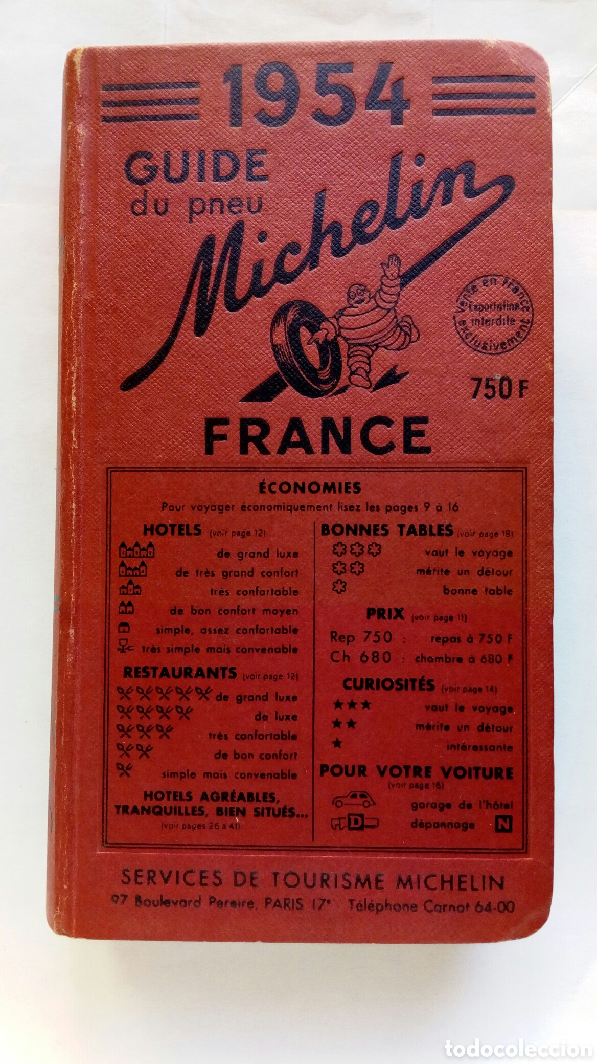 Libros de segunda mano: Guide Michel&iacute;n France, 1954.