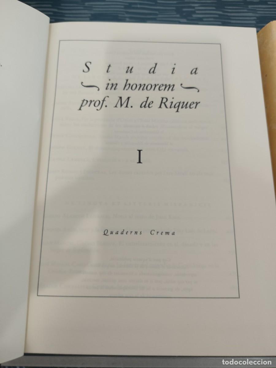 Libros de segunda mano: STUDIA IN HONOREM ,PROF.M.DE RIQUER,2 TOMOS,1986,VER SUMARIOS. - Foto 2