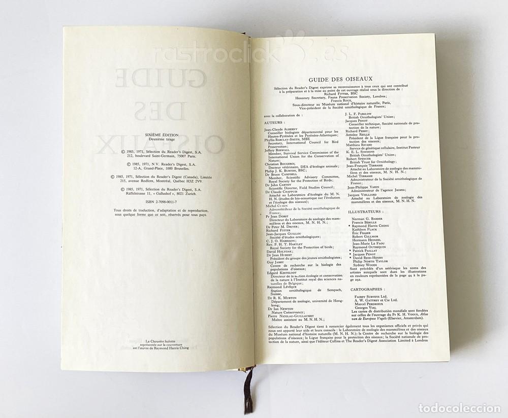 Libros de segunda mano: Libro Guide des Oiseaux - S&eacute;lection du Reader&rsquo;s Digest 1985 - Foto 7