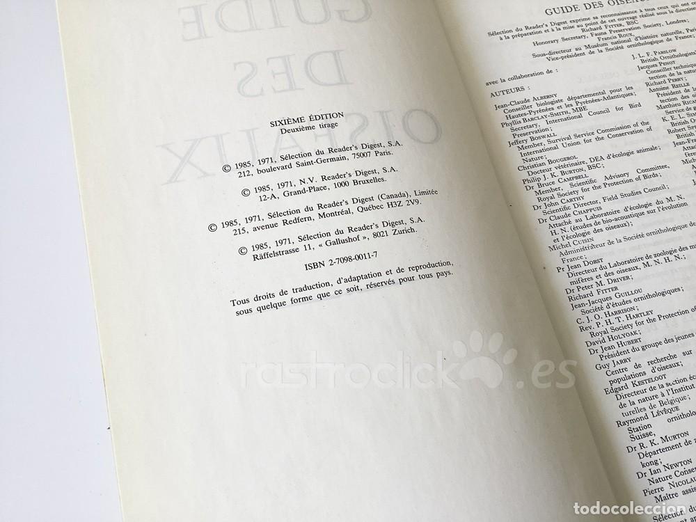 Libros de segunda mano: Libro Guide des Oiseaux - S&eacute;lection du Reader&rsquo;s Digest 1985 - Foto 8