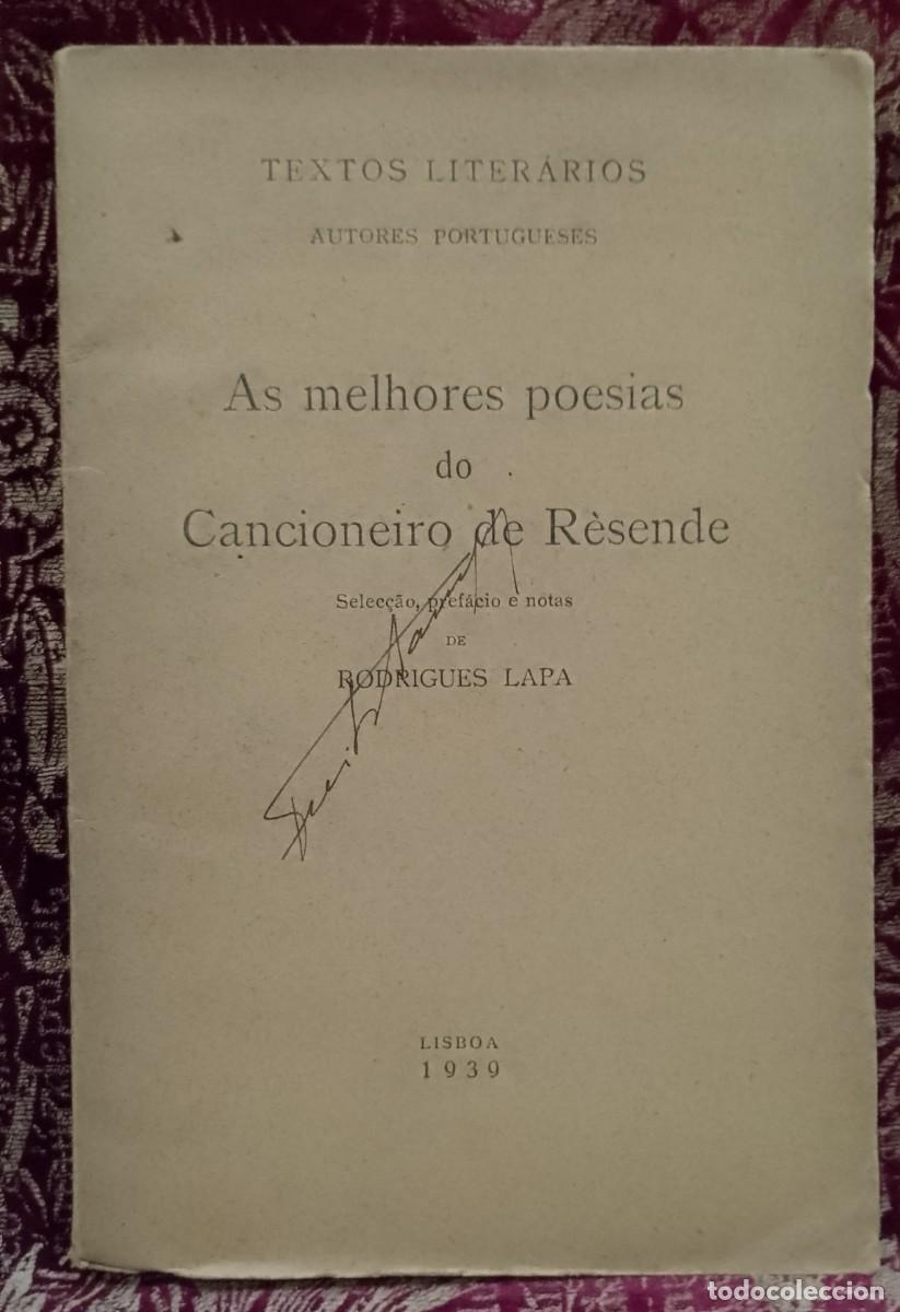 Libros de segunda mano: As melhores Poesias do Cancioneiro de Resende 1939 1&ordf; Edi&ccedil;&atilde;o