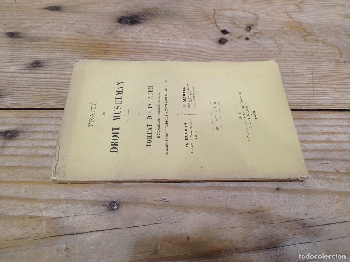 Libros de segunda mano: 1883 - HOUDAS / MARTEL. Traite de droit musulm&aacute;n 3er fascicule