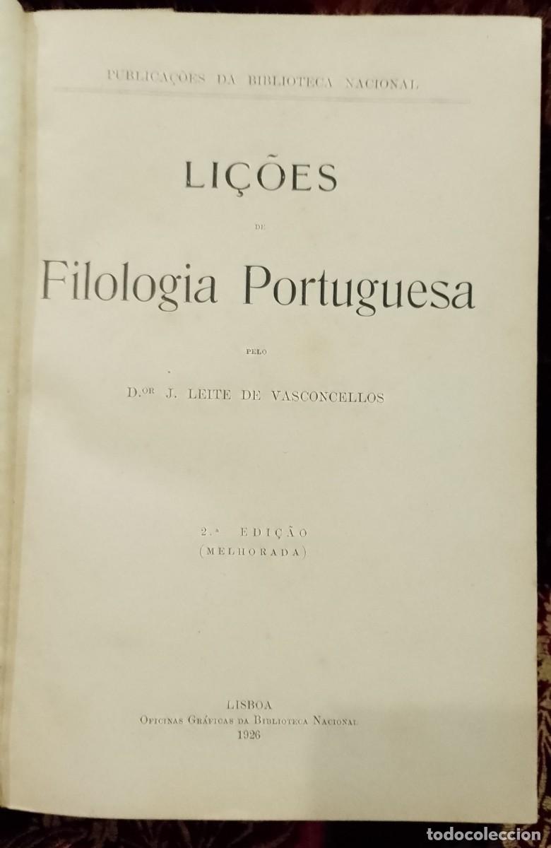 Libros de segunda mano: Li&ccedil;&otilde;es de Filologia Portuguesa 1926 J. Leite de Vasconcelos