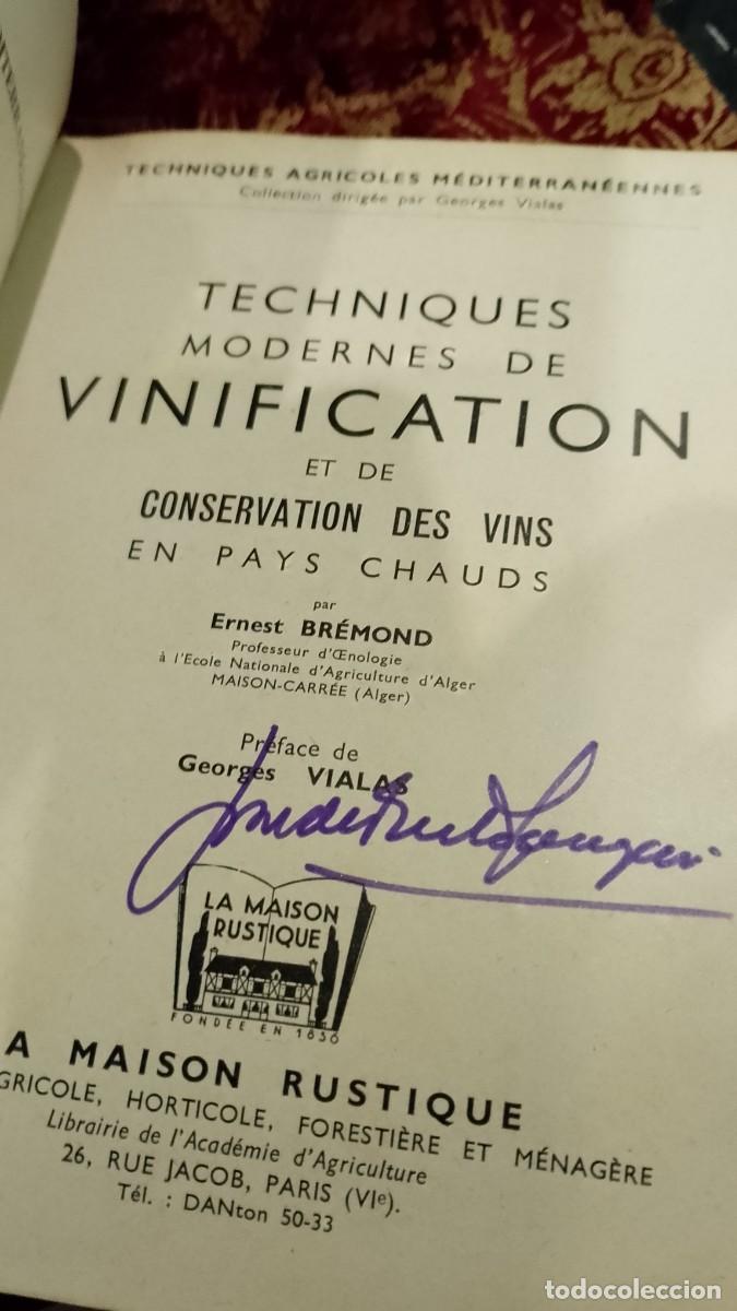 Libros de segunda mano: Techniques Modernes de Vinification 1957 E. Br&eacute;mond - Foto 6