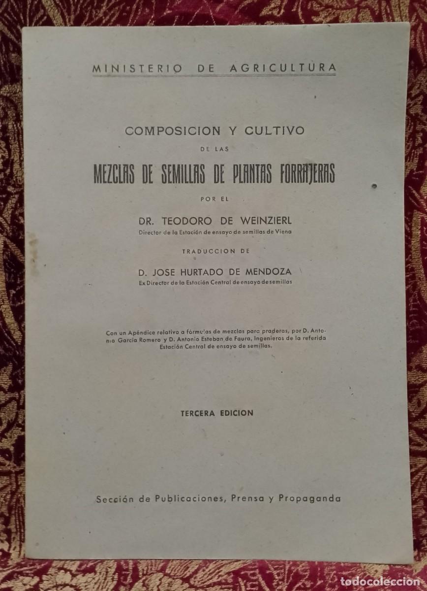 Libros de segunda mano: Mezclas de Semillas de Plantas Forrajeras - Teodoro de Weinzierl