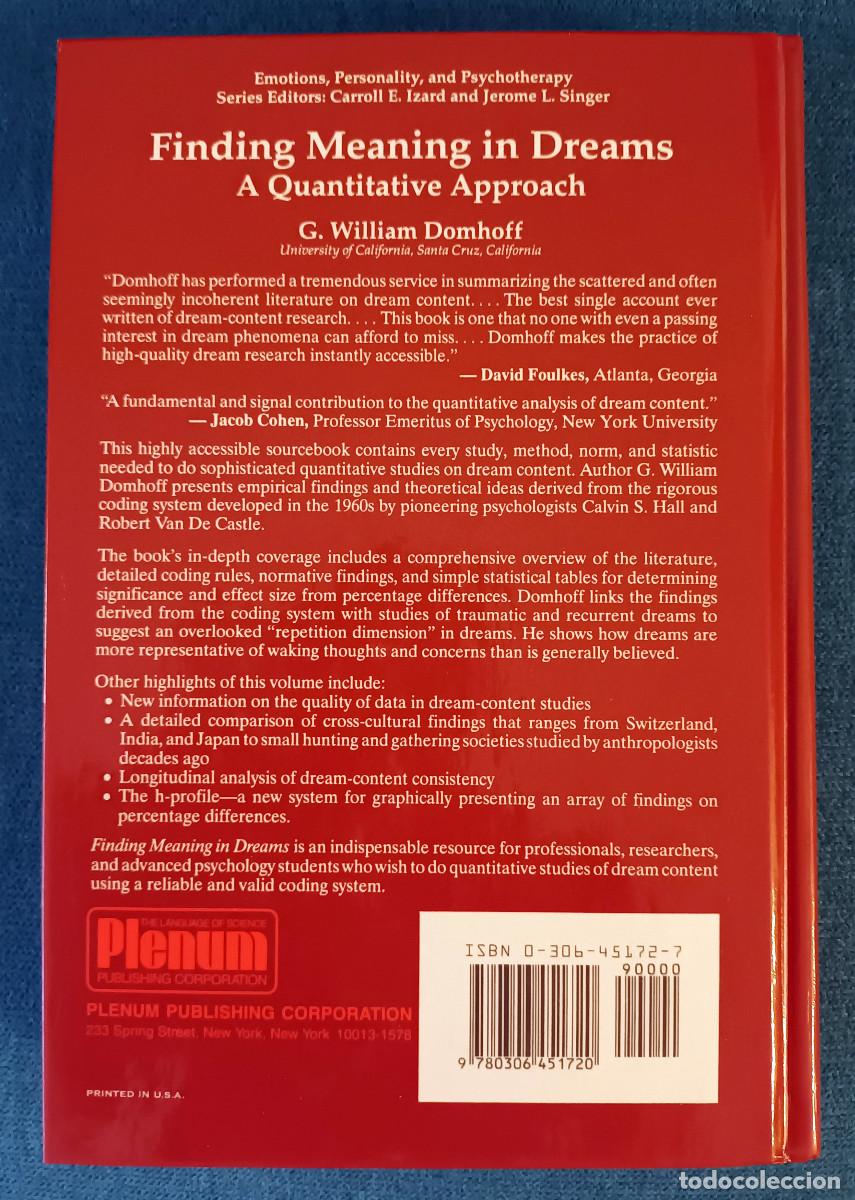 Libros de segunda mano: FINDING MEANING IN DREAMS: A QUANTITATIVE APPROACH. G. William Domhoff - Foto 2