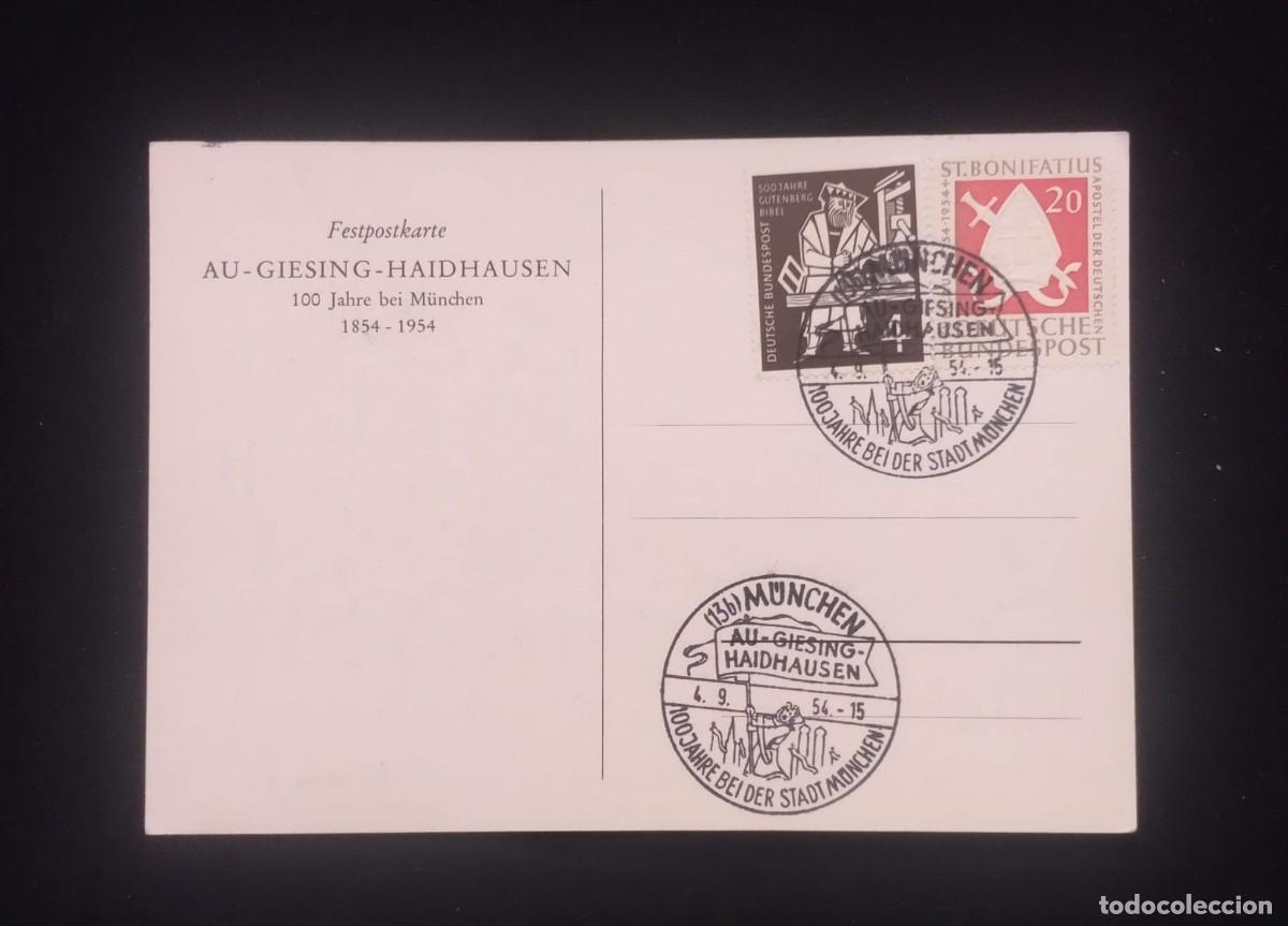 Libros de segunda mano: TS) 1954 GERMANY, POSTCARD,WITH THE 500TH ANNIVERSARY OF THE GUTENBERG BIBLE AND ANOTHER IN THE APOS