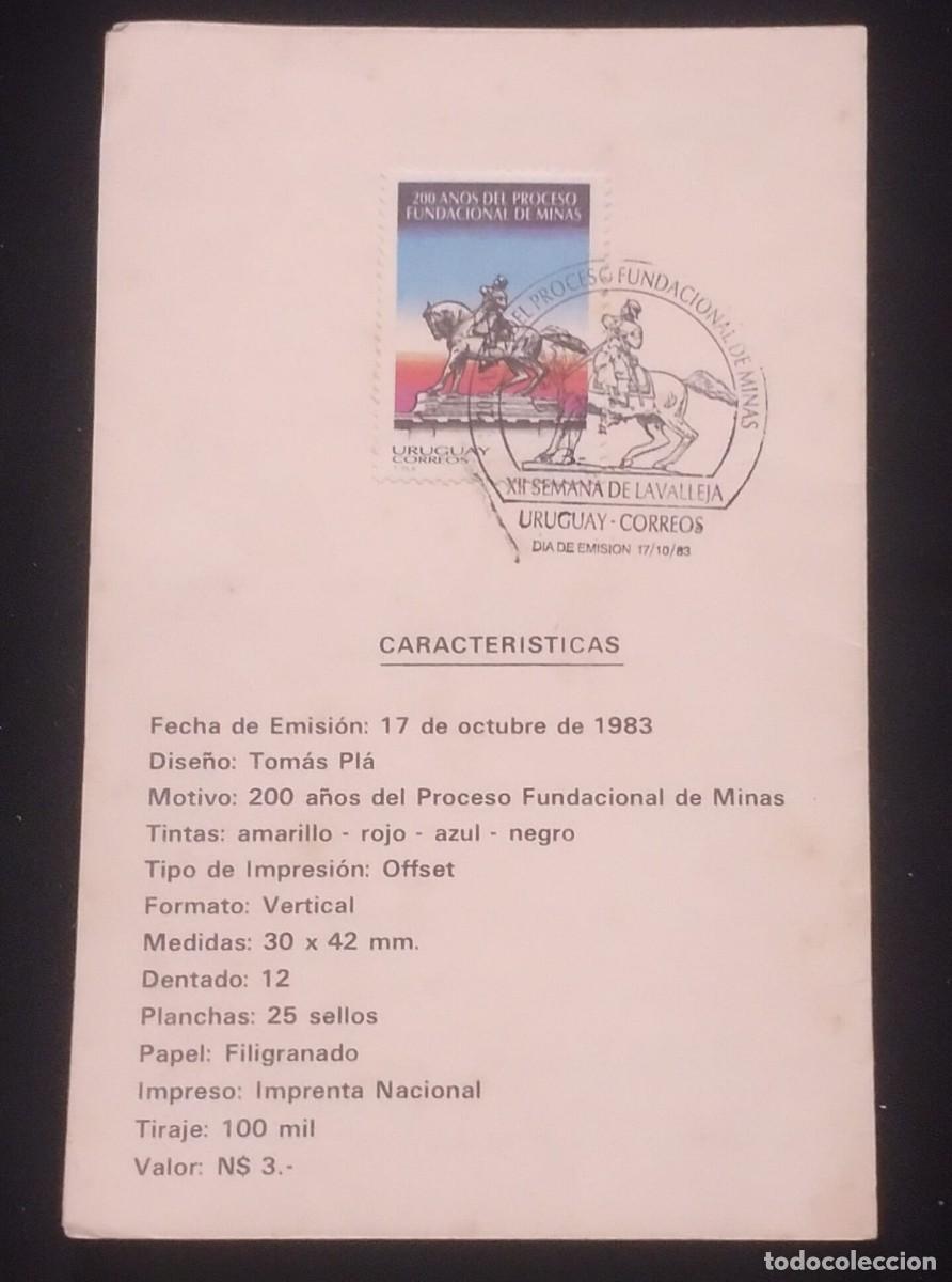 Libros de segunda mano: TS) 1983 URUGUAY, POSTCARD,WITH THE 200TH ANNIVERSARY OF THE FOUNDING PROCESS OF MINASVF.