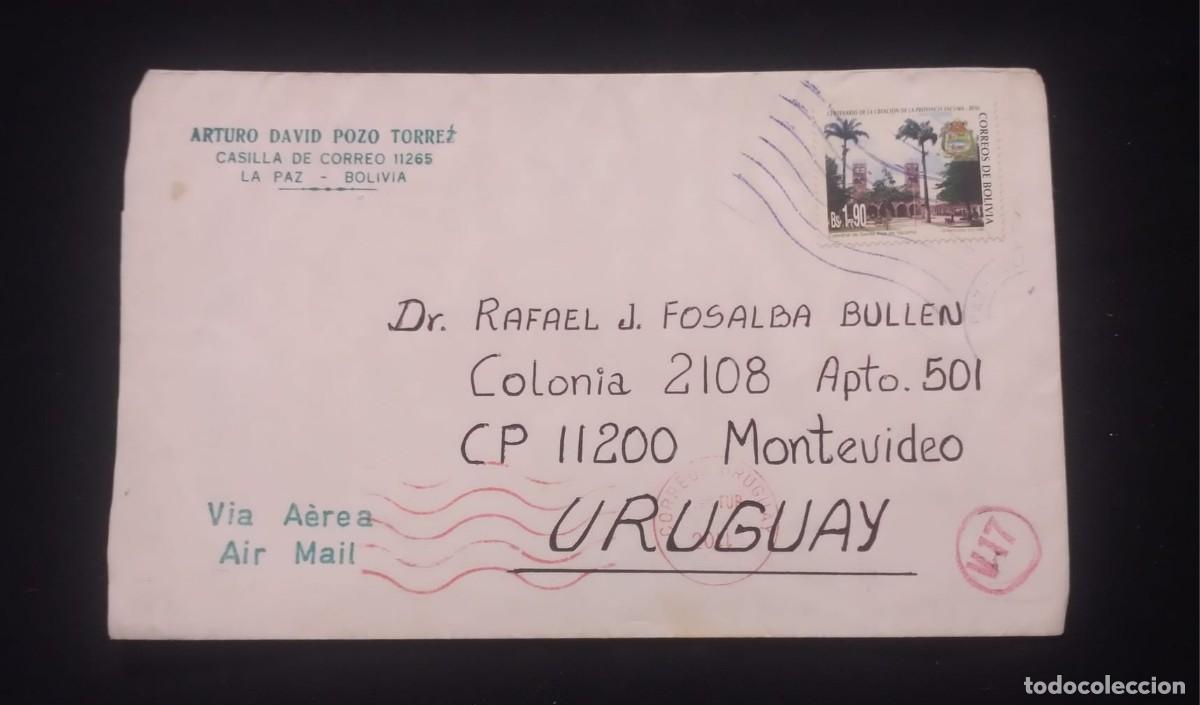 Libros de segunda mano: TS) 1947 BOLIVIA, CANCELLATION STAMP, AIRMAIL, COVER SENT FROM LA PAZ TO MONTEVIDEO,WITH THE CENTENA