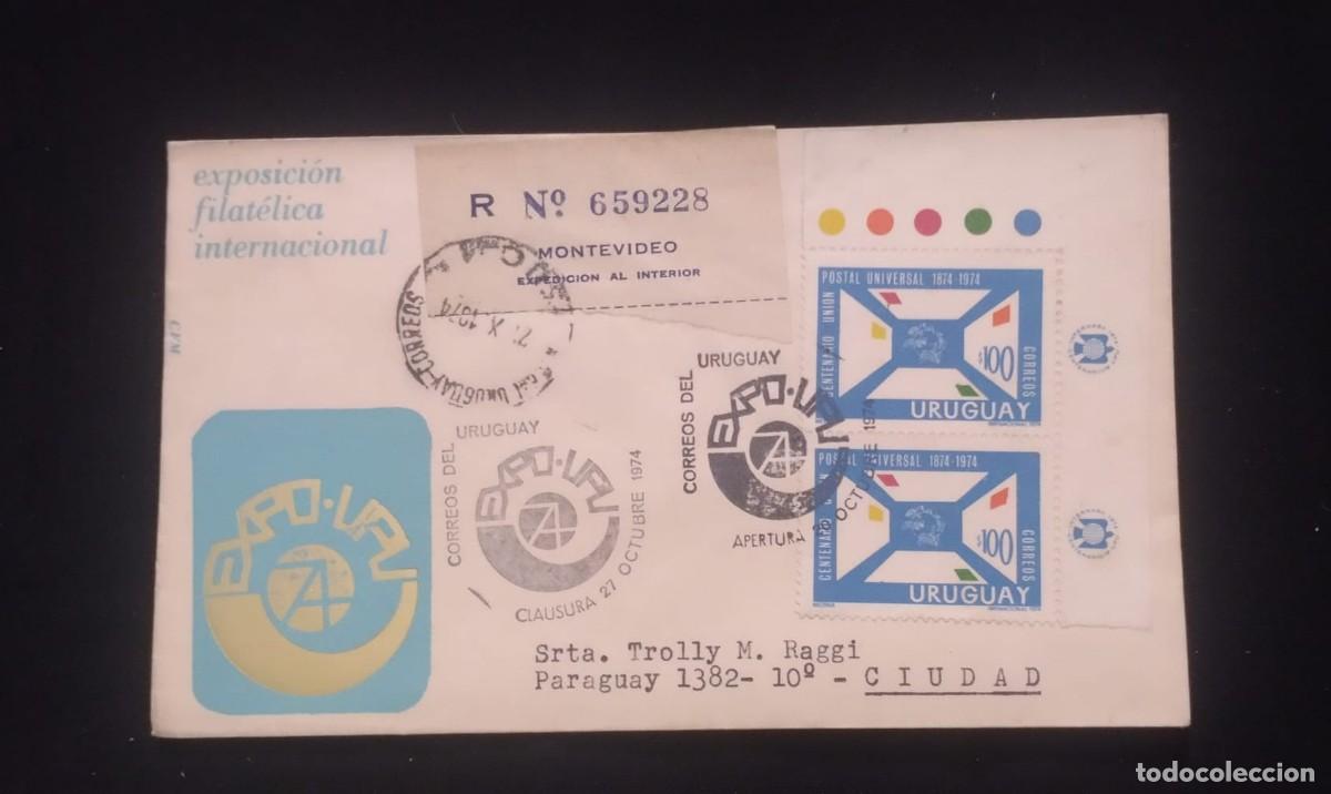 Libros de segunda mano: TS) 1974 URUGUAY, REGISTRATION NUMBER,CENTENARY OF THE UPU,CIRCULATE COVER,VF.