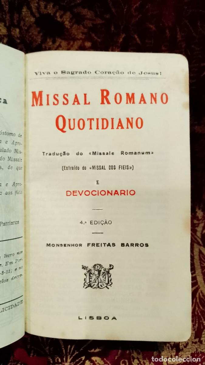 Libros de segunda mano: Missal Romano Quotidiano 1943 Monsenhor Freitas Barros