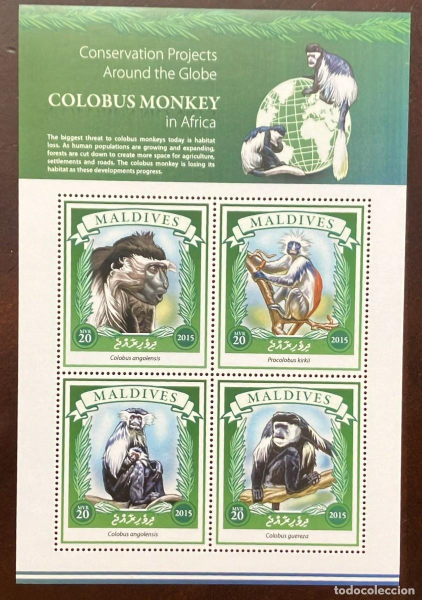 Libros de segunda mano: TS) 2015 MALDIVES, MINI SHEET,PROJECT FOR THE PROTECTION OF AFRICAN COLOBUS MONKEYS.