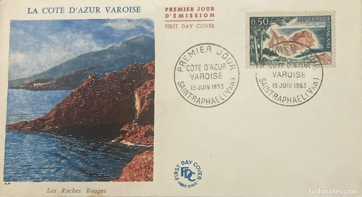 Libros de segunda mano: TS) 1963 FRANCE, FDC,COASTAL LANDSCAPE OF LES ROCHES ROUGES IN THE ESTEREL MASSIF,XF.