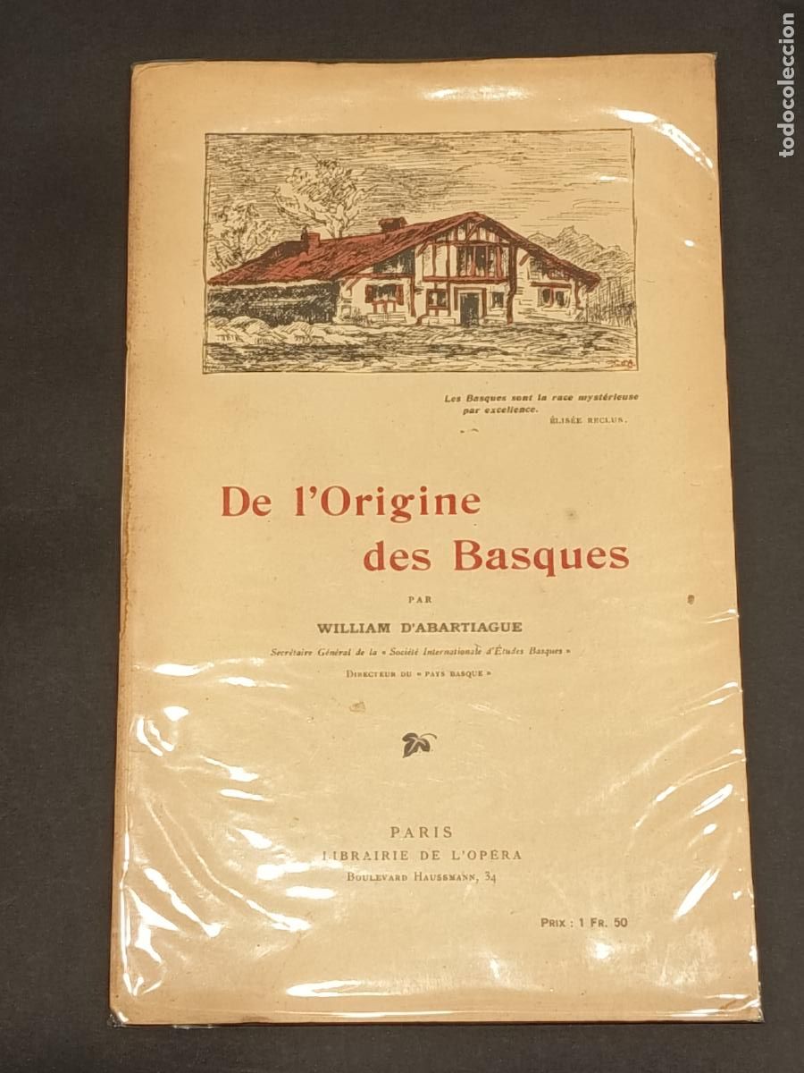 Libros de segunda mano: WILLIAM D&acute;ABARTIAGUE. De l&acute;Origine des Basques