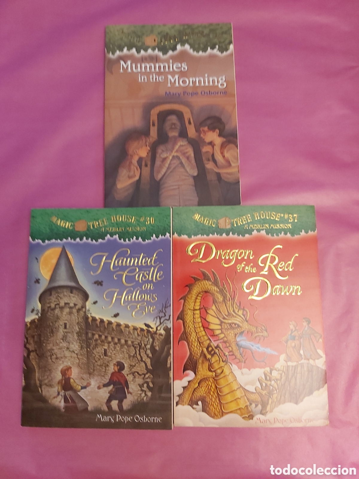 Libros de segunda mano: MUMMIES IN THE MORNING HAUNTED CASTLE ON HALLOWS EVE DRAGON OF THE RED DAWN 3 LIBROS INGL&Eacute;S