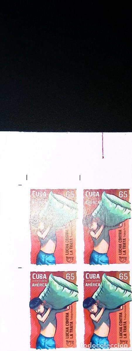 Libros de segunda mano: TS) 2015 CUBA,DIE PROOF, IMPERFORATE,BLOCK OF 4,COMBATING TRAFFICKING AND FORCED LABOR,MNH.