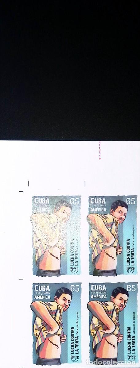 Libros de segunda mano: TS) 2015 CUBA,DIE PROOF, IMPERFORATE,BLOCK OF 4,COMBATING TRAFFICKING AND ORGAN REMOVAL,MNH.