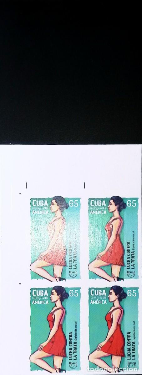 Libros de segunda mano: TS) 2015 CUBA,DIE PROOF, IMPERFORATE,BLOCK OF 4,FIGHT AGAINST TRAFFICKING AND SEXUAL EXPLOITATION,MN