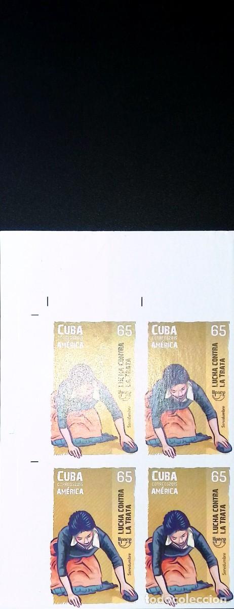 Libros de segunda mano: TS) 2015 CUBA,DIE PROOF, IMPERFORATE,BLOCK OF 4,COMBATING TRAFFICKING AND SERVITUDE,MNH.