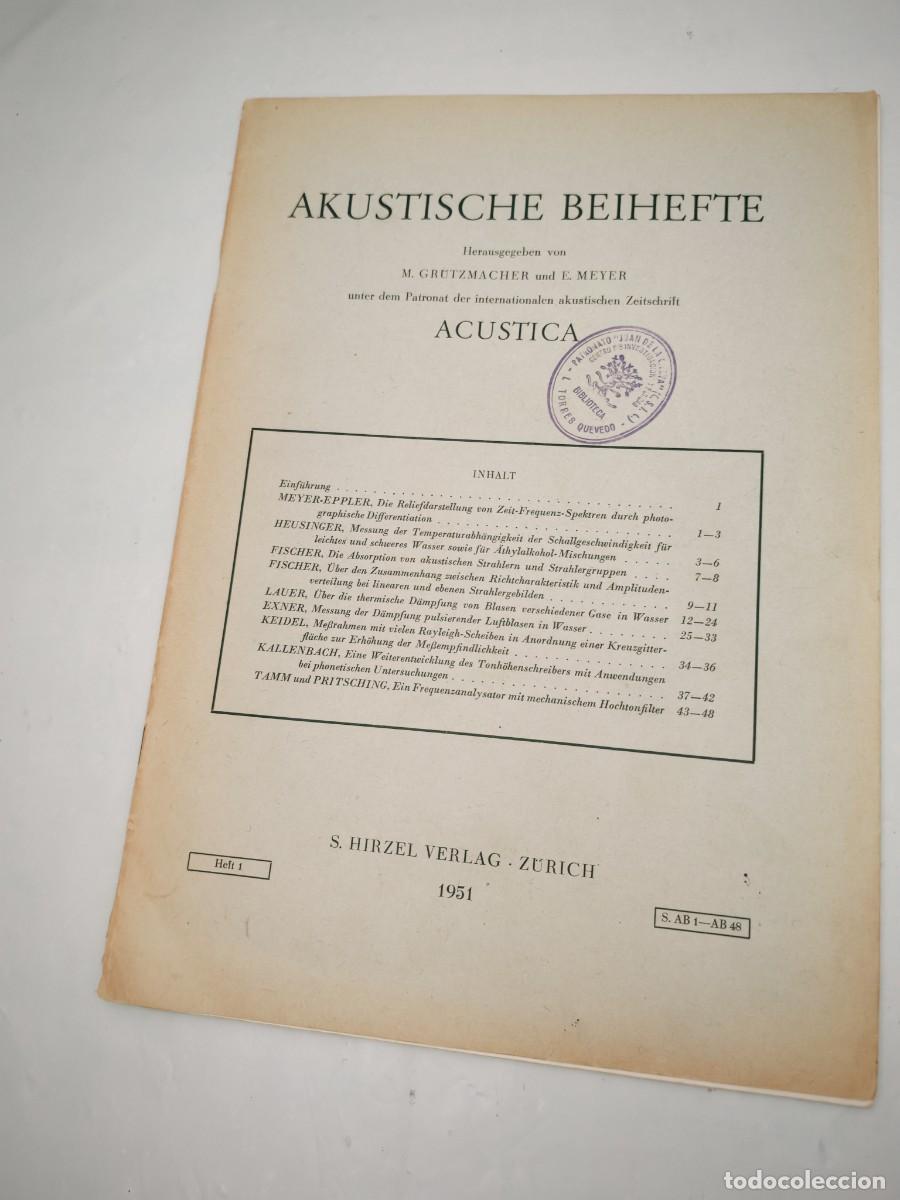 Libri di seconda mano: ACUSTICA: Akustische Beihefte, Heft 1, 1951