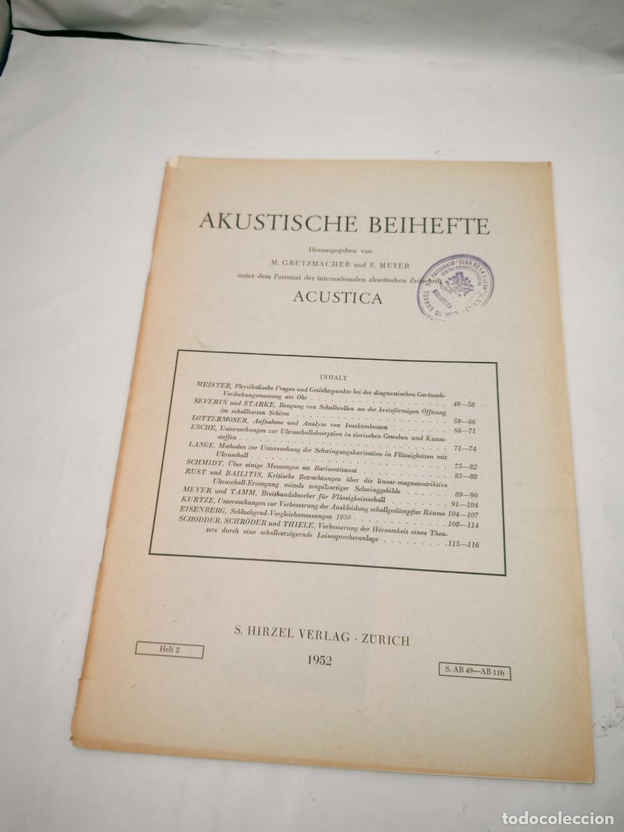 Libri di seconda mano: ACUSTICA: Akustische Beihefte, Heft 2, 1952