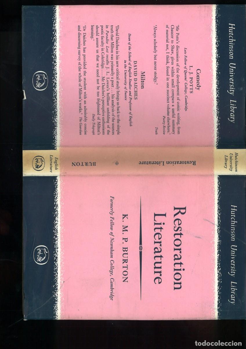 Libros de segunda mano: RESTORATION LITERATURE. K. M. Burton