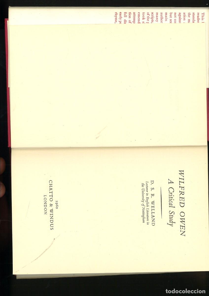 Libros de segunda mano: WILFRED OWEN. A CRITICALSTUDY. D. S. R. Welland - Foto 2