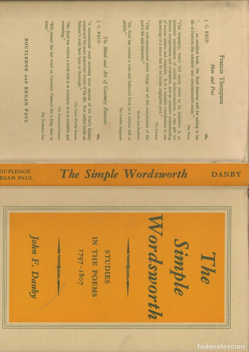 Libros de segunda mano: THE SIMPLE WORDSWORTH. STUDIES IN THE POEMS 1797-1807. John F. Danby