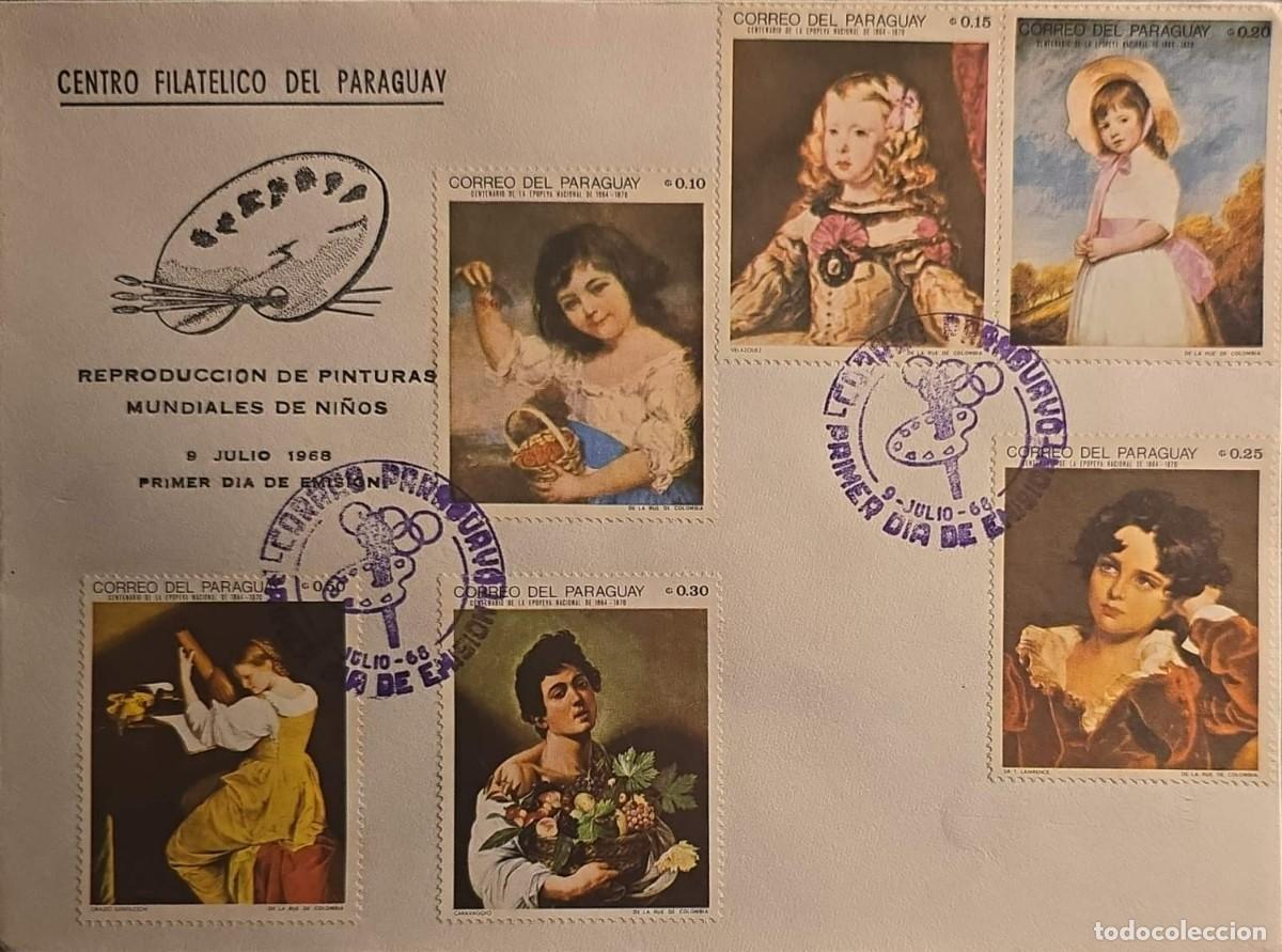 Libros de segunda mano: TS) 1968 PARAGUAY, FDC, CENTENNIAL OF THE NATIONAL EPIC,WITH THE CHILDREN IN PAINTING & THE MEXICO '