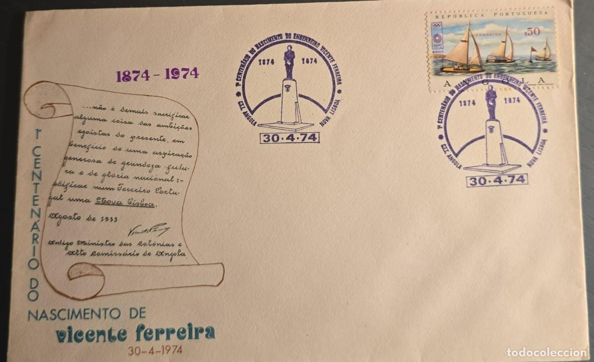 Libros de segunda mano: MI) 1974 ANGOLA, FDC,CENTENARY OF THE BIRTH OF ENGINEER VICENTE FERREIRA,OLYMPIC GAMES MUNICH FEDERA