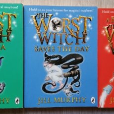 Libros de segunda mano: THE WORST WITCH. ALL AT SEA. A BAD SPELL. SAVES THE DAY. JILL MURPHY. INGLES. Lote 178557337
