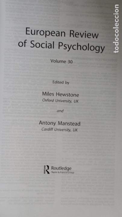 Libros de segunda mano: european review of social psychology volume 30 - Foto 5 - 213981470