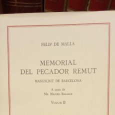 Livres d'occasion: MEMORIAL DEL PECADOR REMUT. MANUSCRIT DE BARCELONA. VOLUM II. FELIP DE MALLA. EDITORIAL BARCINO. Lote 327180908