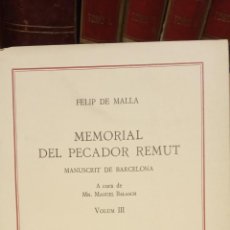Livres d'occasion: MEMORIAL DEL PECADOR REMUT. MANUSCRIT DE BARCELONA. VOLUM III. FELIP DE MALLA. EDITORIAL BARCINO. Lote 327180983