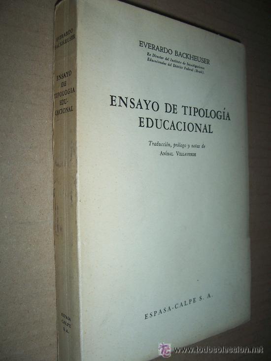 Libros de segunda mano: Ensayo de tipolog&iacute;a educacional. / Everardo Backheuser, 1950 - Foto 1