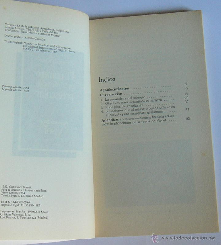 Libros de segunda mano: EL NUMERO EN LA EDUCACION PREESCOLAR - CONSTANCE KAMII - Foto 2