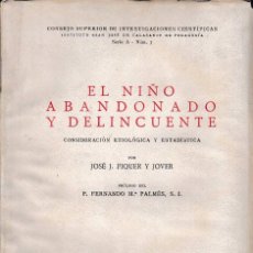 Libros de segunda mano: EL NIÑO ABANDONADO Y DELINCUENTE (J.J. PIQUER. 1946) SIN USAR.. Lote 56121285