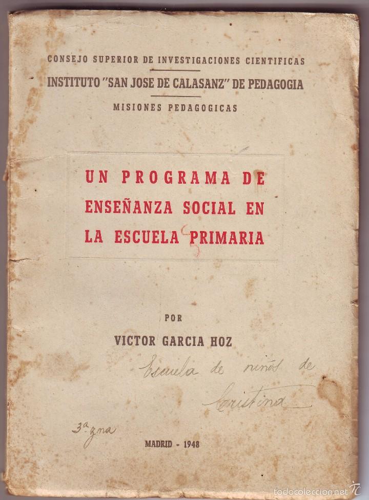 Libros de segunda mano: UN PROGRAMA DE ENSE&Ntilde;ANZA SOCIAL EN LA ESCUELA PRIMARIA 1948 - Foto 1