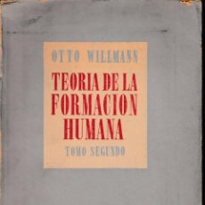 Libros de segunda mano: TEORÍA DE LA FORMACIÓN HUMANA. TOMO SEGUNDO (WILLMAN 1948) SIN USAR
