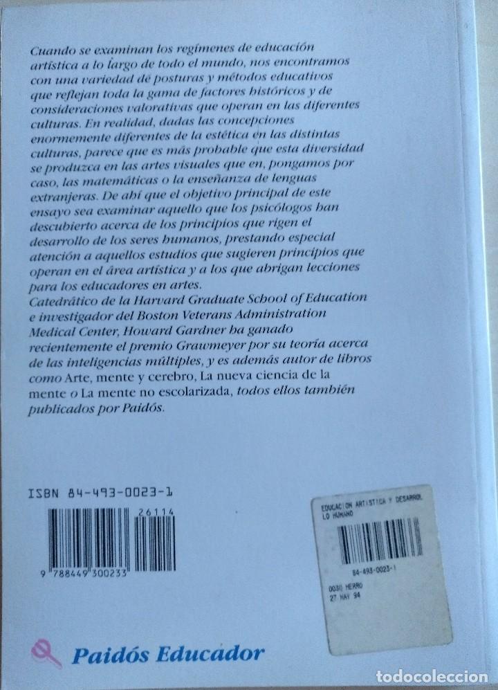 Libros de segunda mano: Educaci&oacute;n art&iacute;stica y desarrollo humano. - Foto 2