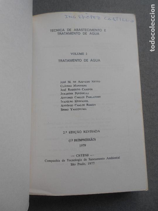 Libros de segunda mano: TECNICA DE ABASTECIMENTO E TRATAMENTO DE AGUA - Foto 2