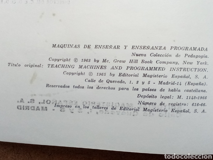 Libros de segunda mano: Libro M&aacute;quinas de Ense&ntilde;ar y Ense&ntilde;anza Programada - Foto 2