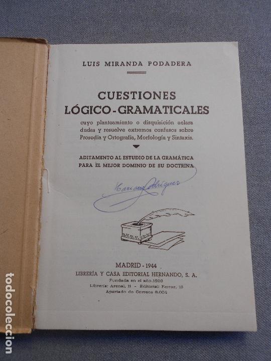 Libros de segunda mano: CUESTIONES LOGICO-GRAMATICALES - Foto 2