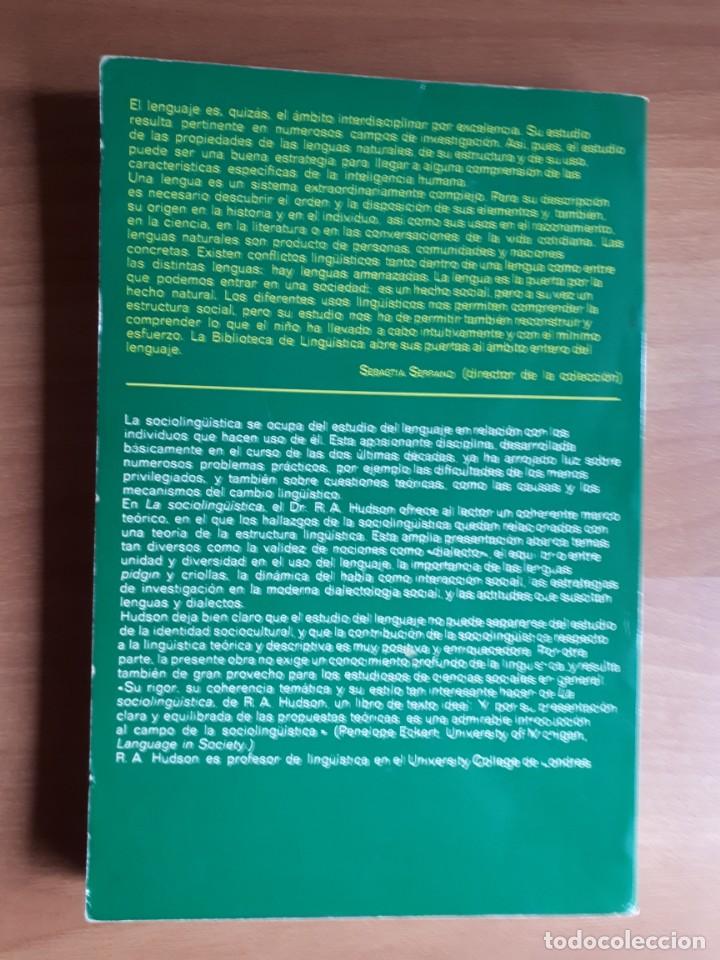 Libros de segunda mano: LA SOCIOLING&Uuml;&Iacute;STICA. R.A. HUDSON - Foto 2