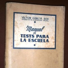 Libros de segunda mano: MANUAL DE TESTS PARA LA ESCUELA POR VÍCTOR GARCÍA HOZ DE ED. ESCUELA ESPAÑOLA EN MADRID 1965
