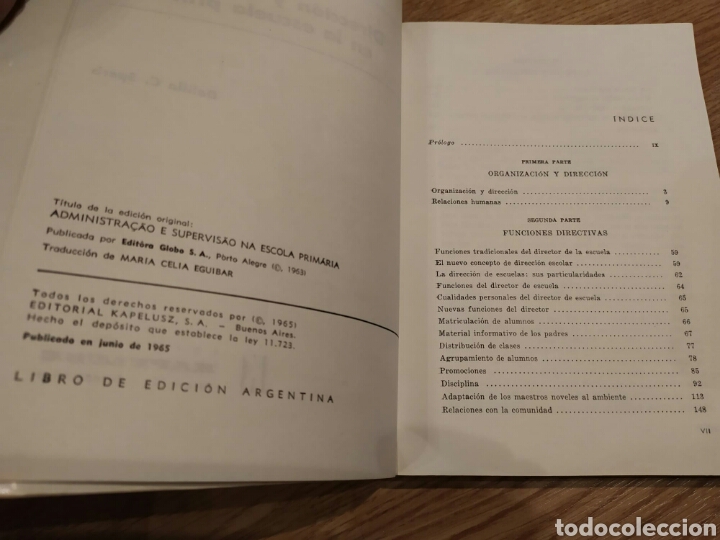 Libros de segunda mano: Direccion Y Supervision En La Escuela Primaria Dalilla Sperb. Editorial Kapelusz Buenos Aires 1965 - Foto 6 - 182735078
