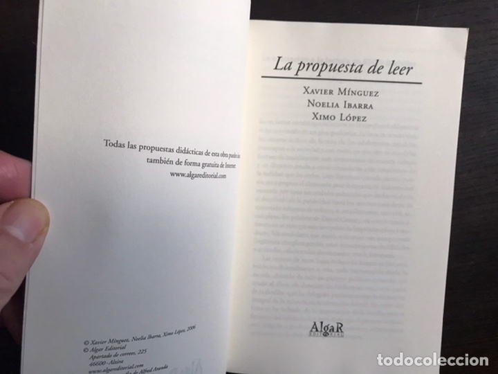 Libros de segunda mano: La propuesta de leer. Xavier M&iacute;nguez. Algar - Foto 3