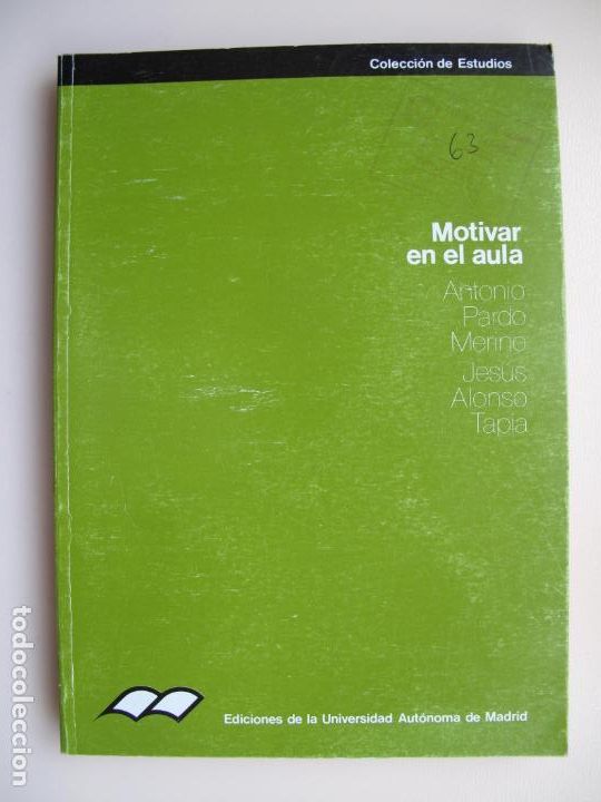 Libros de segunda mano: MOTIVAR EN EL AULA.- A. PARDO MERINO. - UNIVERSIDAD AUT&Oacute;NOMA DE MADRID.1990