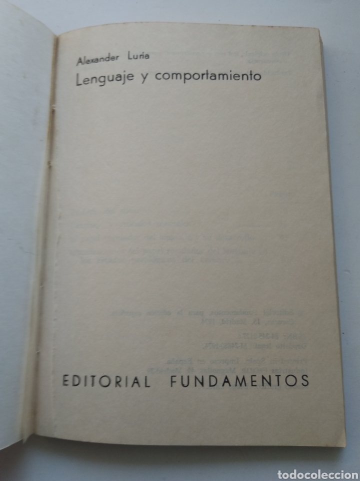 Libros de segunda mano: LENGUAJE Y COMPORTAMIENTO/A.R. LURIA - Foto 2